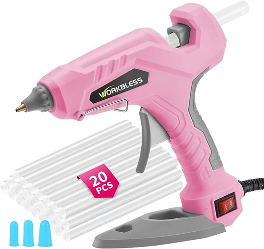 Pink Hot Glue Gun Full Size, 60W/100W Dual Temp Glue Gun, Fast Heating Heavy and Duty Glue Gun with 20PCS Glue Sticks for Arts, Home Repair, Professional DIY & Industrial Use