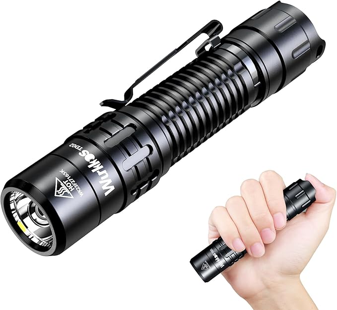 Wurkkos TD02 Led Tactical Flashlight, Super Bright Pocket Flashlights Rechargeable, 2000 High Lumens Flashlight EDC Flash Light with Type C Charging Port Tail Switch for Outdoor and Indoor Activities
