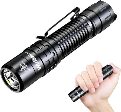 Wurkkos TD02 Led Tactical Flashlight, Super Bright Pocket Flashlights Rechargeable, 2000 High Lumens Flashlight EDC Flash Light with Type C Charging Port Tail Switch for Outdoor and Indoor Activities