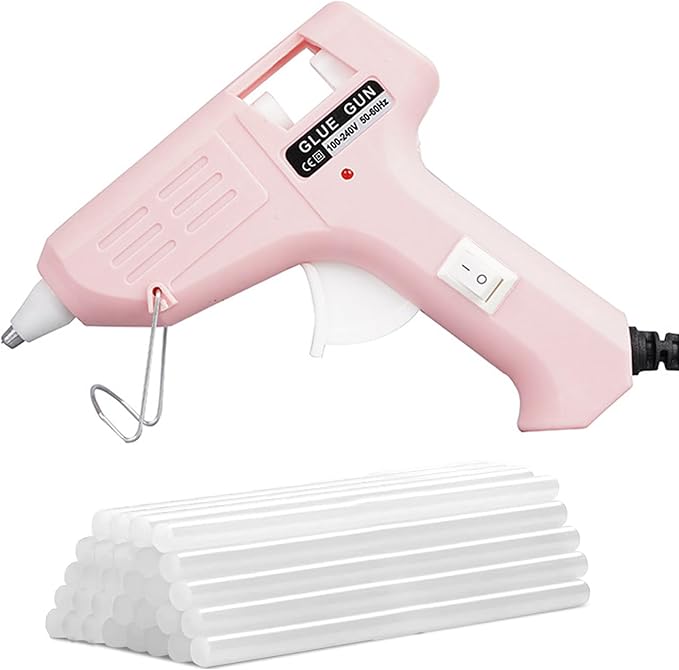 Hot Glue Gun, 20W Fast‑Preheating High‑Temp Mini Hot Melt Glue Gun Kit with 30 Glue Sticks (100mm x 7mm) for School Projects, DIY, Arts & Crafts, Quick Home Repairs