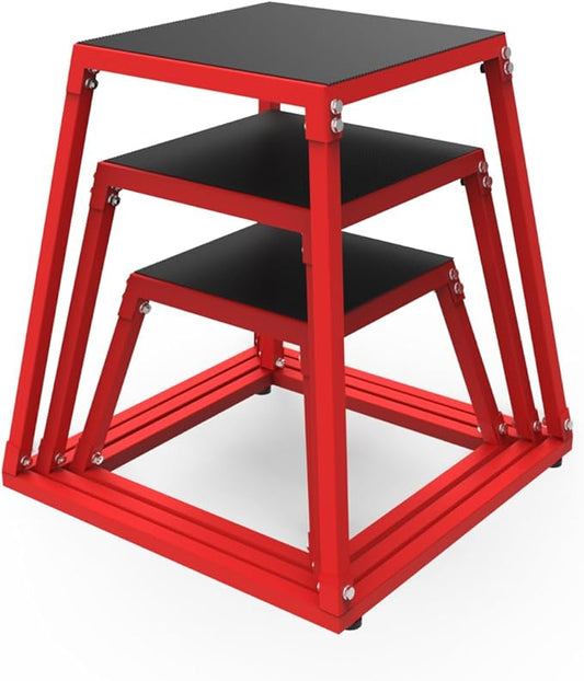 Metal Plyometric Jumping Box，12/18/24/30 Inch Steel Plyo Box for Fitness Exercise Home Gym