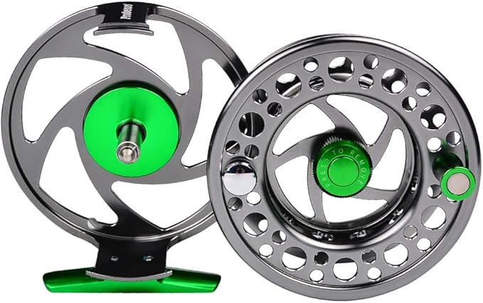 Fly Fishing Reel Fly Reels - Large Arbor CNC-Machined Aluminum Alloy Body Light Weight 5/7, 7/9, 9/10 wt (Black, Green, Silver/Blue, Gray-Green, Silver-Blue,Gunmetal,Ice Blue,Sapphire Blue)