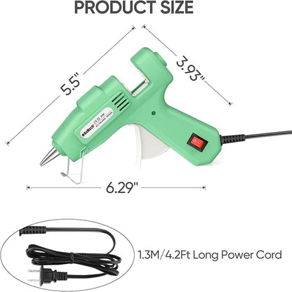 ROMECH 20W Mini Hot Glue Gun with 30 Glue Sticks Set, Fast Preheating 20W Hot Glue Gun Kit Heavy Duty Gluegun for Craft, DIY, Repairs (Green)