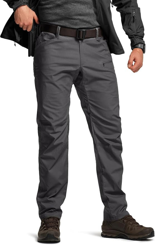 CQR Men's Flex Stretch Tactical Pants, Water Resistant Ripstop Cargo Pants, Lightweight EDC Outdoor Work Hiking Pants