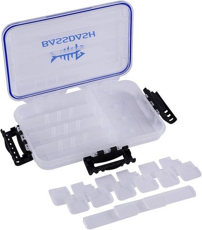 BASSDASH 3600 3670 3700 Tackle Storage Waterproof Utility Tackle Boxes Fishing Lure Tray with Adjustable dividers