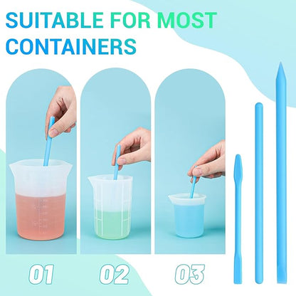 Gartful 6PCS Silicone Stir Sticks, Reusable Mixing Sticks for Epoxy Resin, Paint, Making Glitter Tumblers Cups, Arts, Crafts, Facial Mask Stirring Rods, Blue