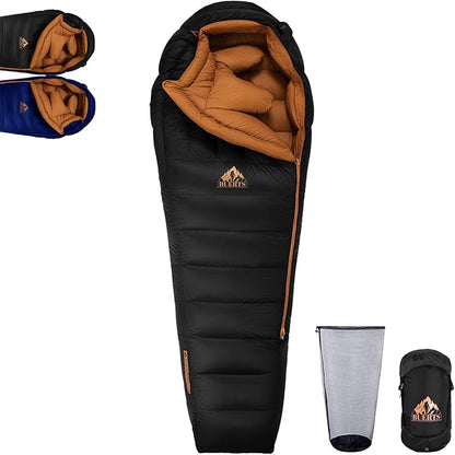 Down Backpacking Sleeping Bag for Cold Weather 45°F to -11°F, XXL Large Ultralight Sleeping Bag Ideal for Adults Camping, Hiking and Backpacking.