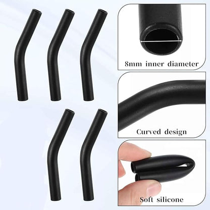 5 Pcs Black Straw Tips Reusable Silicone Covers Food Grade Rubber Straw Tips for Stainless Steel Metal Straws 0.31inch Wide
