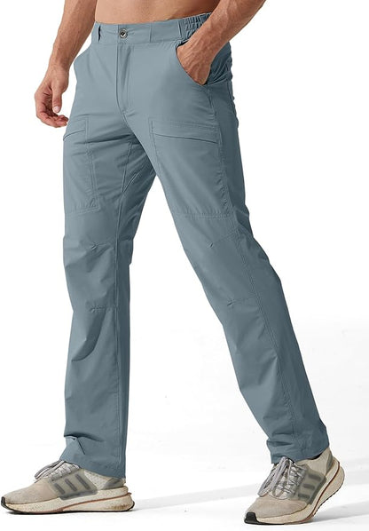 FREE SOLDIER Men's Outdoor Cargo Hiking Pants with Belt Lightweight Waterproof Quick Dry Tactical Pants Nylon Spandex