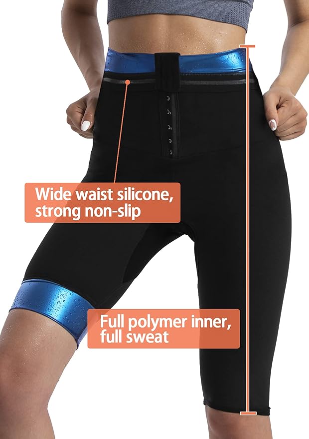 Sauna Pants Women Sweat Capris Slimming Leggings,Mesh Crotch,High Waist Workout Body Shaper Suits
