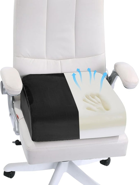 HOMBYS Extra Thick Seat Cushions for Office Chair,Adult Booster Seat for Car,Memory Foam Car Cushion for Height,Chair Cushions for Elderly Wheelchair,Desk Chair Seat Cushion (Black,18x14x6)