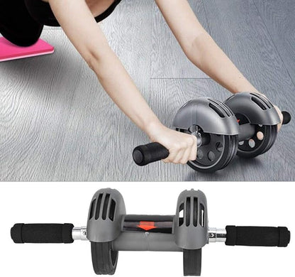 AB Double Roller Workout System Abdominal Muscle Exerciser Gym Home Fitness Equipment Gray