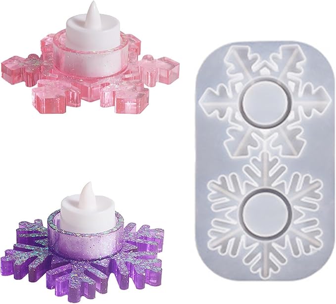 Christmas Silicone molds for Candle Making, Snowflakes Design Christmas Candle Holders Resin Molds for Party Decoration Candle Form Epoxy Plaster Mould
