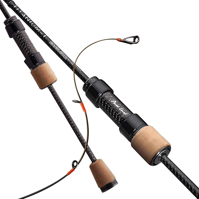 PURELURE Titanium-T Ultralight Fishing Rod Spinning & Casting for Trout Panfish, Carbon Fiber BFS Rod 2Pcs, Titanium Tip & Guides, Cork Handle, 5-6ft Stream Rod XUL Power, Fast/Moderate Fast Action
