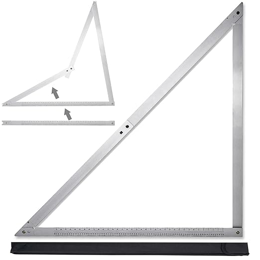 Combination Square for Carpenter Tools 48 Inch Folding Aluminum Triangle Ruler Construction Framing Tool Woodworking Foldable Frame Measurement Angle Rulers