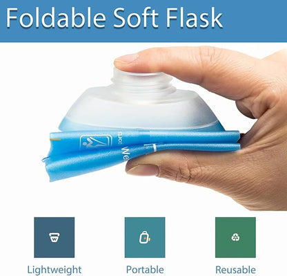 CLINTT 250ml Soft Flask, Foldable Running Water Bottle, TPU Folding Soft Water Flask, BPA-Free Collapsible Flask for Hydration Pack Running Vest, Cycling, Climbing, Hiking - 2Pcs, White