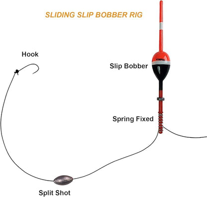 THKFISH Fishing Floats and Bobbers Balsa Wood Floats Spring Bobbers with Oval Slip Bobbers for Crappie Panfish Walleyes Fixed Bobber (1"X0.7"X6") (1.25"X0.75"X6") (2"X1.14"X5.86") 5pcs