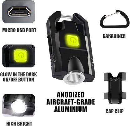 lexall LED Small Flashlight, 500Lumens Bright Mini Keychain Light, Portable USB Rechargeable Pocket Lights with 3 Modes Compact Baseball Cap Lights Indoor and Outdoor for Walking,Searching