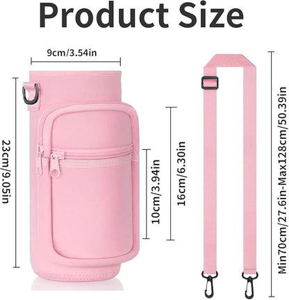 Insulated Water Bottle Holder Sling Bag with Phone Pocket, Adjustable Crossbody Strap for Walking, Hiking, Camping, Fishing