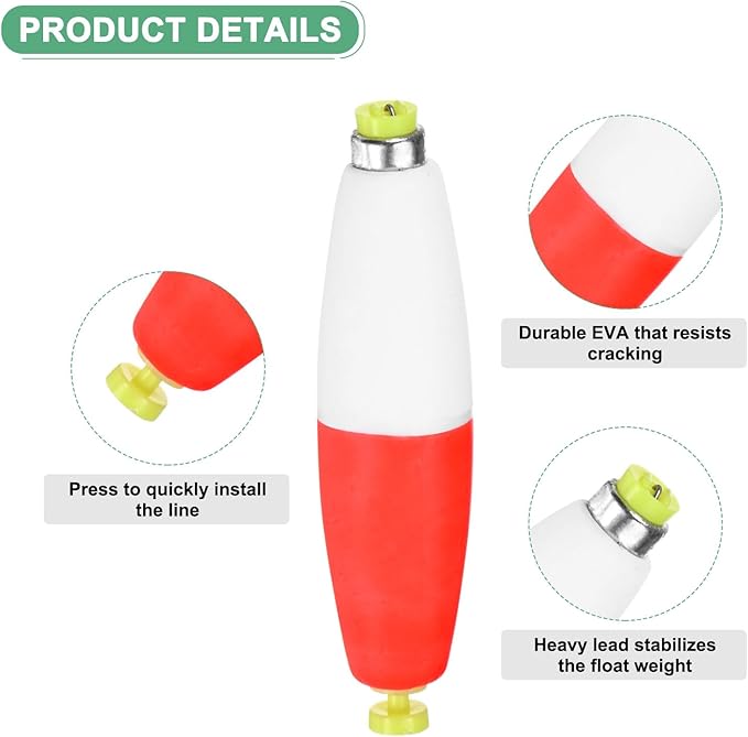 Fishing Bobbers Floats, EVA Foam Weighted Bobbers for Crappie/Bluegill/Trout Bass/Catfish, Clip-on Floats Slip Corks