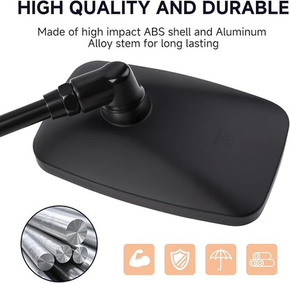 Universal Motorcycle Mirrors - M10 Black Rectangle Handlebar Rearview Mirrors Compatible with Honda Shadow MSX125 Kawasaki Vulcan Z900 Suzuki SV650 Volusia