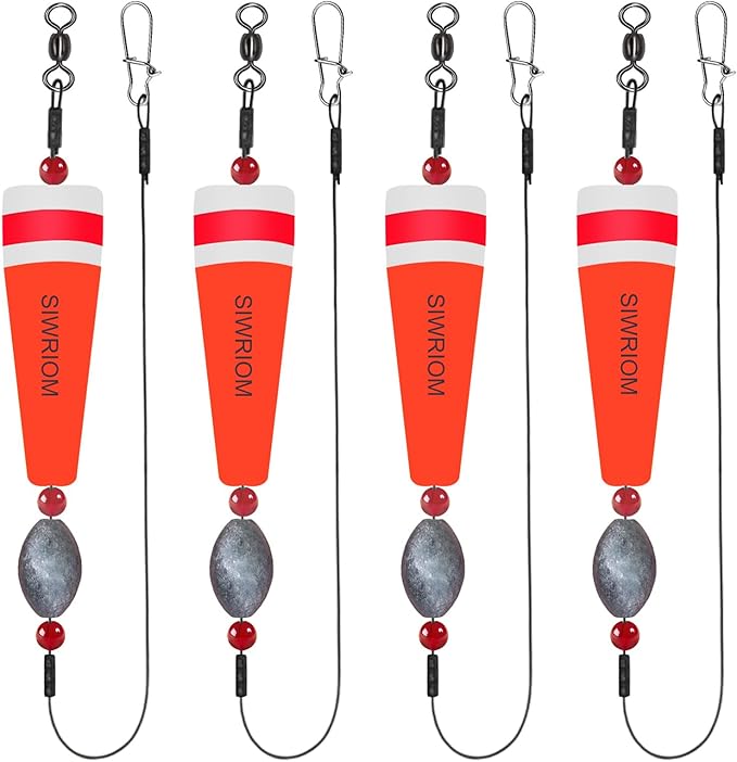 Popping Corks Floats for Saltwater Fishing Bobber, 4PCS Weighted Bobbers Inshore Fishing Popping Cork Float Rig Rattle Popper for Redfish Speckled Trout Sheepshead Flounder Fishing Tackle