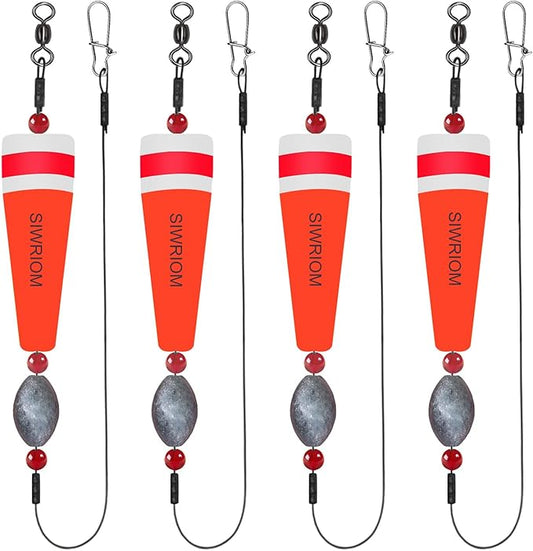 Popping Corks Floats for Saltwater Fishing Bobber, 4PCS Weighted Bobbers Inshore Fishing Popping Cork Float Rig Rattle Popper for Redfish Speckled Trout Sheepshead Flounder Fishing Tackle