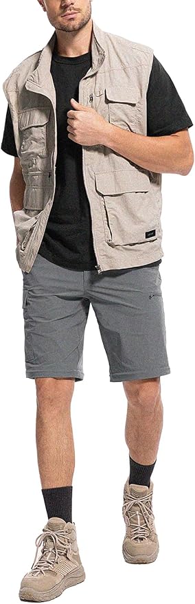 Moosehill Men's-Hiking-Pants Convertible Quick-Dry Water-Resistant Lightweight Zip-Off Outdoor with 5 Deep Pockets