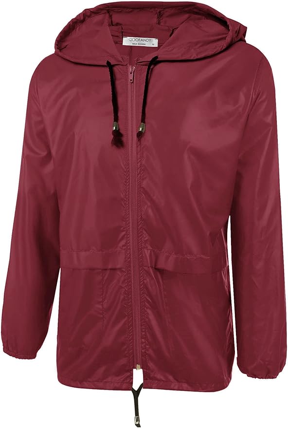 COOFANDY Mens Packable Rain Jacket Lightweight Waterproof Raincoat with Hood Outdoor Rain Gear Travel Hiking Cycling