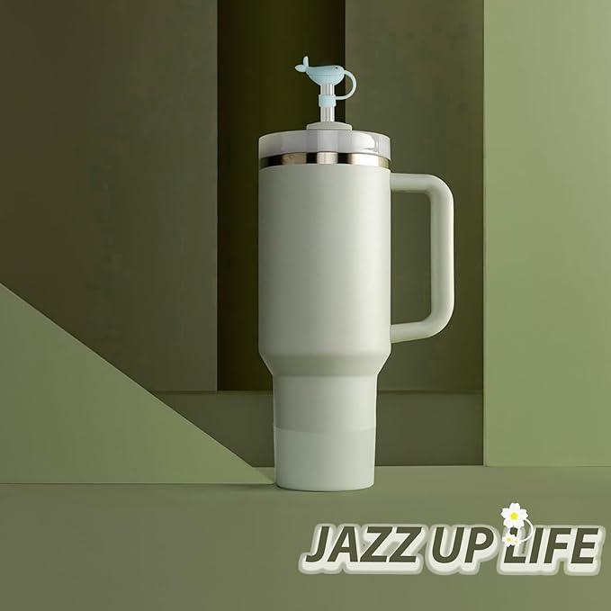 Stanley Cup Accessories Set Including 6 Pcs Silicone Spill Proof Stopper, 2 Pcs Straw Cover Cap for 9-10 mm Straws, 1 Pcs Silicone Boot for Stanley Cup 40oz & 30oz Tumbler(Mist)