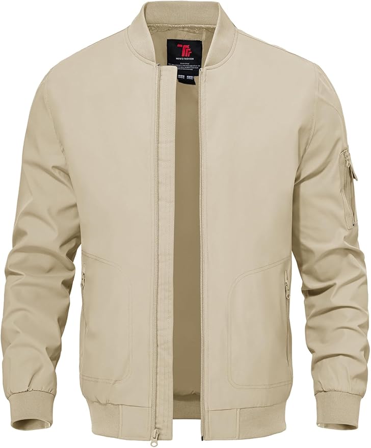 TBMPOY Men's Lightweight Bomber Jackets Light Windbreaker Casual Stylish Fall Golf Zip Up Dress Business Varsity