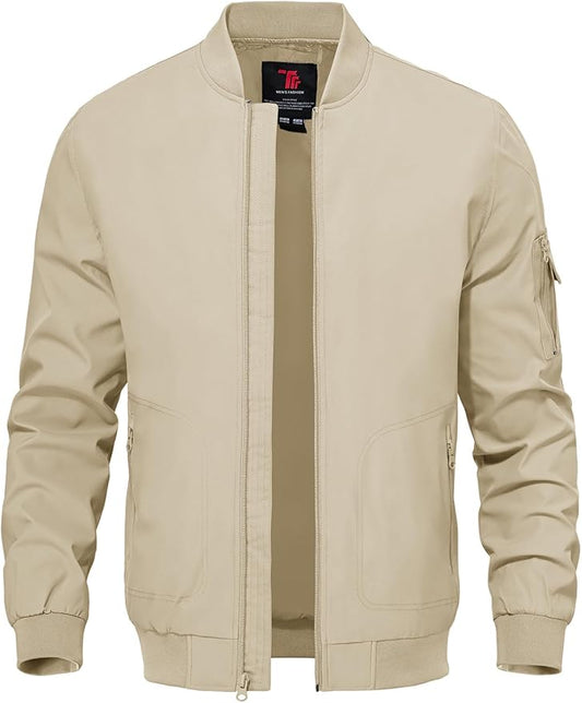 TBMPOY Men's Lightweight Bomber Jackets Light Windbreaker Casual Stylish Fall Golf Zip Up Dress Business Varsity
