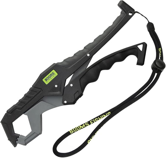 Booms Fishing G05 Lip Gripper Saltwater, 9.4" Plastic Catfish Grippers Pliers, Grabber Tool With Lanyard, Grips for Kayak Fishing Accessories, Great Holder for Caught Fish