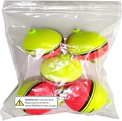 THKFISH Fishing Bobbers 5PCS EVA Foam Round Floats Red/Green Snap-On Spring Fishing Buoy Accessories for Freshwater Saltwater