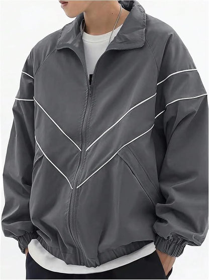 SOLY HUX Men's Y2k Zip Up Jacket Lightweight Windbreaker Outerwear Varsity Jackets