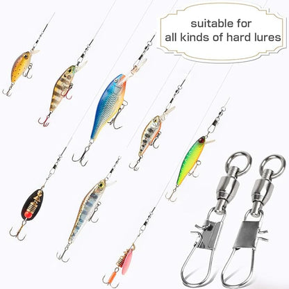AMYSPORTS Fishing Swivels with Interlock Snap Ball Bearing Swivels Fishing Snap Swivels Saltwater Freshwater Fishing Tackle Leader Lure Jigs Line Fishing Connector