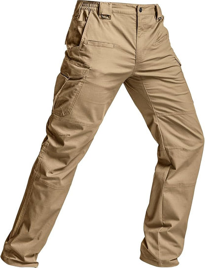 CQR Men's Flex Stretch Tactical Pants, Water Resistant Ripstop Cargo Pants, Lightweight EDC Outdoor Work Hiking Pants