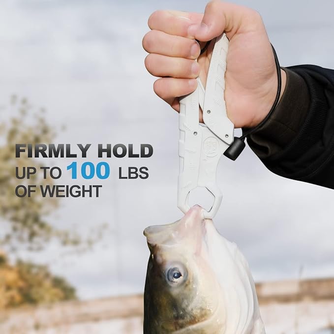 SNAIL TRAIL 7.5''/9'' Floating Fish Gripper, Fishing Grabber, Catfish Mouth Pliers, Caught Bass Holder, Digital Scale Hook Clamp, Saltwater Lip Grip Tool with Lanyard, Gifts for Men