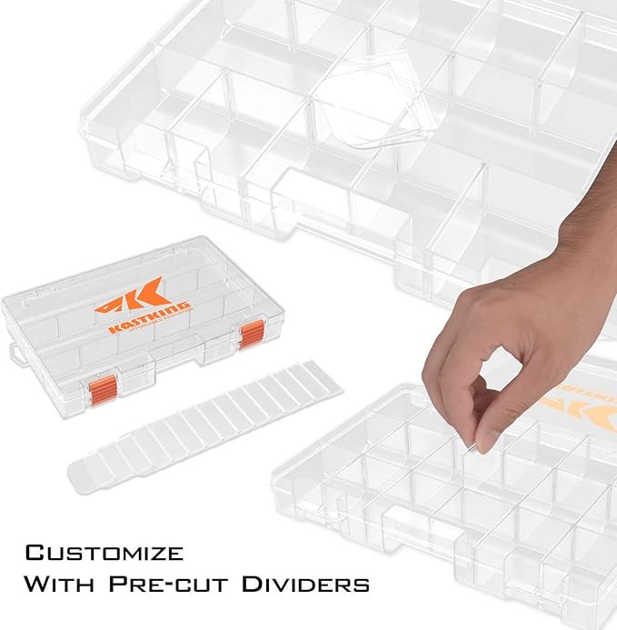 KastKing Tackle Boxes, Plastic Box, Plastic Storage Organizer Box with Removable Dividers - Fishing Tackle Storage - Box Organizer - 2 Packs /4 Packs Tackle Trays - Parts Box