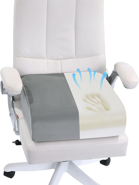 HOMBYS Extra Thick Seat Cushions for Office Chair,Adult Booster Seat for Car,Memory Foam Car Cushion for Height,Chair Cushions for Elderly Wheelchair,Desk Chair Seat Cushion (Dark Grey)