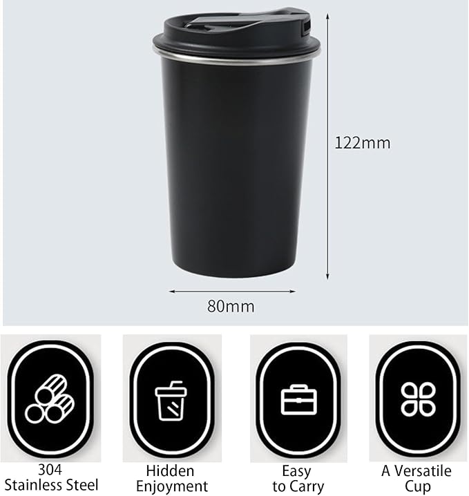 Portable Stainless Steel Coffee Cup with Ceramic Bowl & High-Temperature Silicone, Stainless Steel Water Mug Fashion Design For Concealed Gatherings (Green)