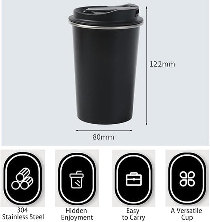 Portable Stainless Steel Coffee Cup with Ceramic Bowl & High-Temperature Silicone, Stainless Steel Water Mug Fashion Design For Concealed Gatherings (Green)