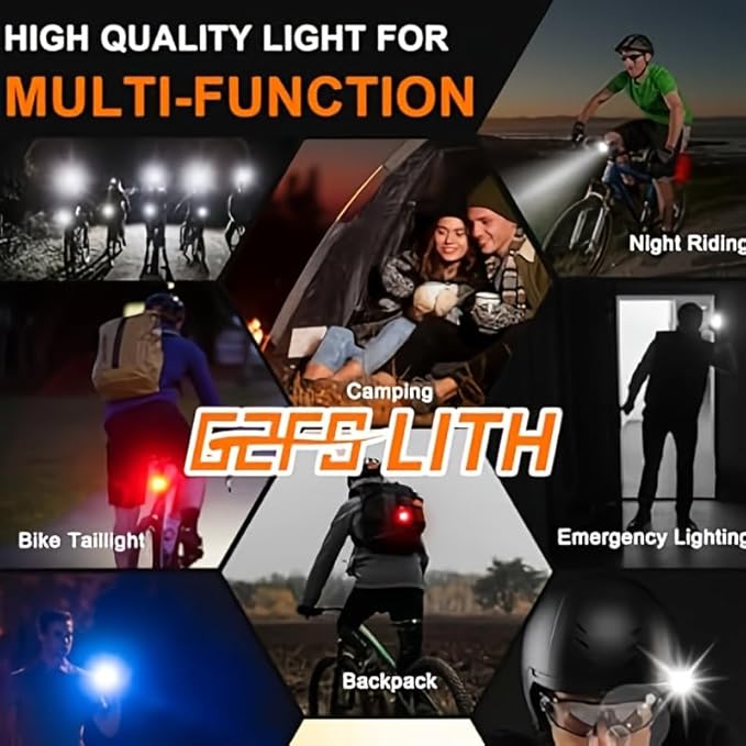 Bicycle Front and Rear Lights,Bike Light, Type-C Rechargeable, Flashing Light，Suitable for Night Riding, Cycling，Bike Headlight &Taillight for Men Women Girls Kids Road Mountain