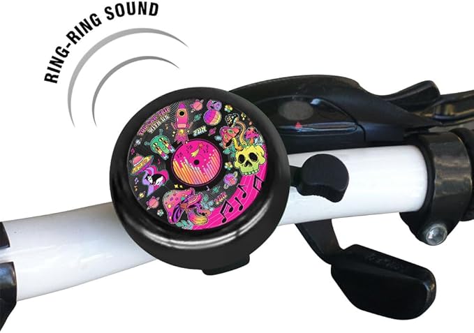 WIRESTER Black Aluminum Round Bike Bell, Classic Ring Bicycle Bell, Bike Accessories Bell Ring for Adults Kids Girls Boys - Dog Cat Animal Cute Records