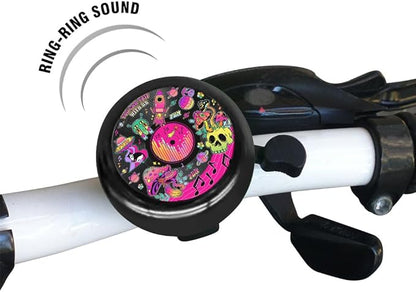 WIRESTER Black Aluminum Round Bike Bell, Classic Ring Bicycle Bell, Bike Accessories Bell Ring for Adults Kids Girls Boys - Dog Cat Animal Cute Records