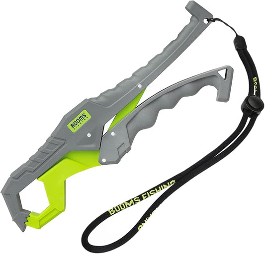 Booms Fishing G05 Lip Gripper Saltwater, 9.4" Plastic Catfish Grippers Pliers, Grabber Tool With Lanyard, Grips for Kayak Fishing Accessories, Great Holder for Caught Fish
