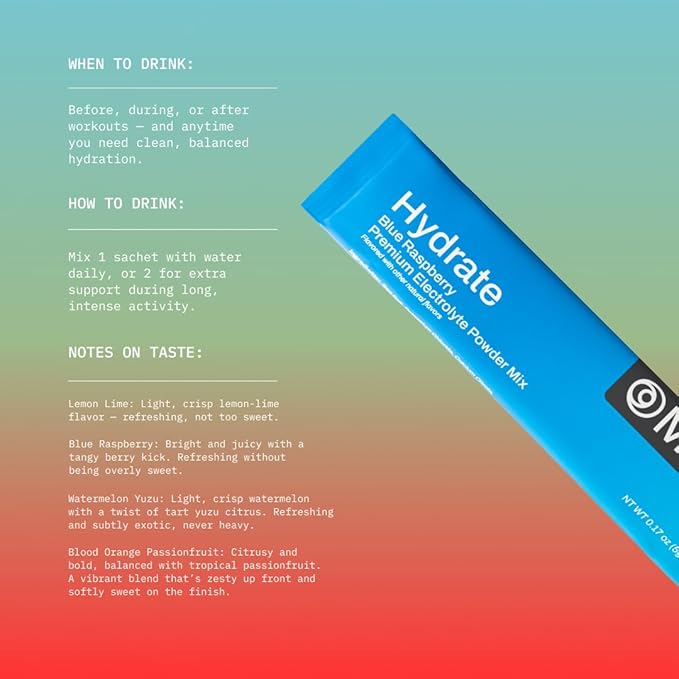 Mikra Hydrate Electrolytes Powder Packets - Variety Pack, Sugar Free Hydration Powder Sticks, Naturally Flavored Electrolyte Drink Mix for Needed Hydration Support, Daily Wellness and Workout, 12 Pack