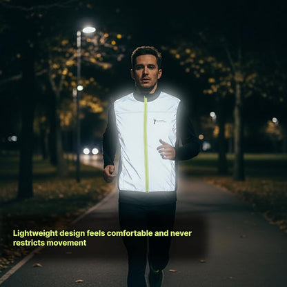 ReflecToes Reflective Safety Vest for Night Visibility – Hi Vis Running & Cycling Gilet – Lightweight, Breathable Outer Layer