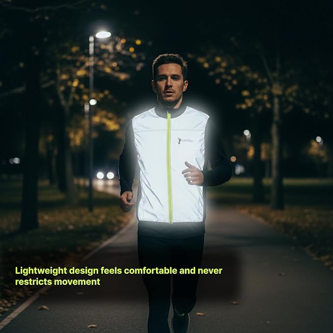 ReflecToes Reflective Safety Vest for Night Visibility – Hi Vis Running & Cycling Gilet – Lightweight, Breathable Outer Layer