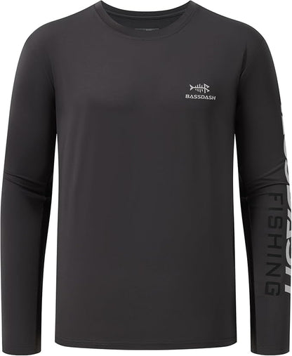 BASSDASH Fishing T Shirts for Men UV Sun Protection UPF 50+ Long Sleeve Tee T-Shirt